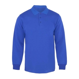 Polo Yaka 3 İplik Sweatshirt Saks Mavi