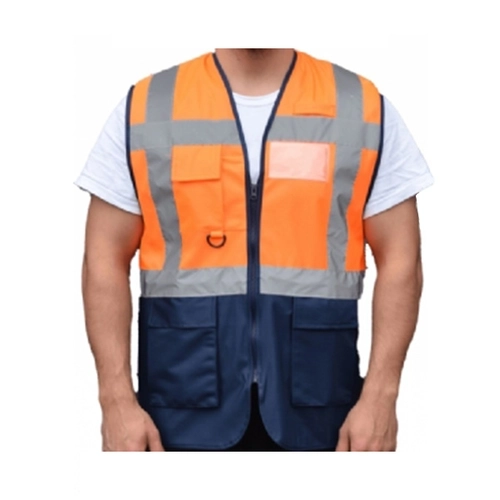 Premium İkaz Yeleği Turuncu - Lacivert