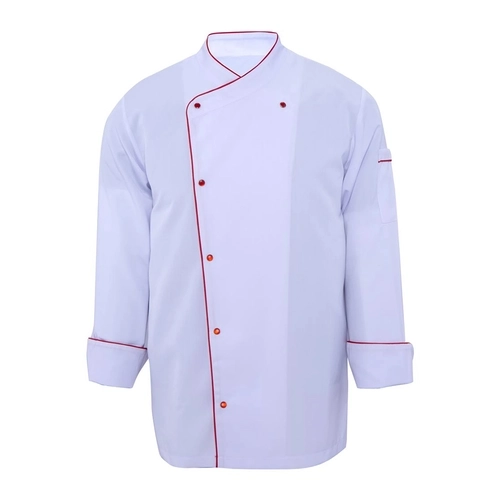 Likralı Premium Aşçı Ceketi Beyaz - Kırmızı